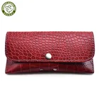 Wholesale custom Luxury black Soft big PU eyeglasses box women men fashion travel large Alligator leather sunglasses case