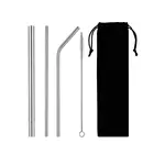 Bar Accessories Straw Drinking Metal Laser Logo Reusable Metal 304 Stainless Steel Straw for Drinking