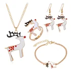 European Fashion Alloy White Enamel Cartoon Christmas Reindeer Jewelry Set
