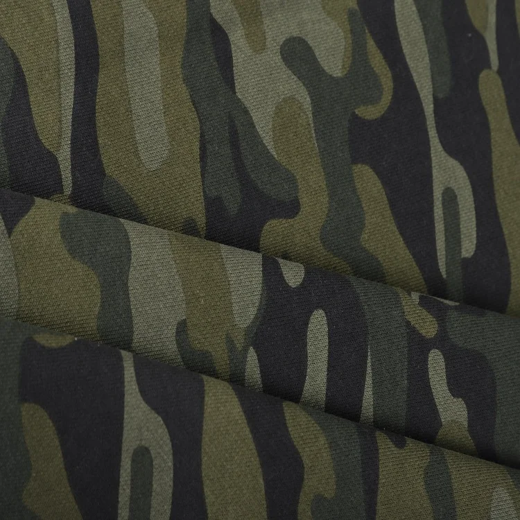 Great design 75% Polyester 25% Cotton Camouflage Printed French Terry Fleece Fabric