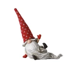 Gifts Christmas Xmas Gifts Polyresin Miniature Christmas Figurines Long Red Fabric Hat Siting Gnome Christmas Resin/