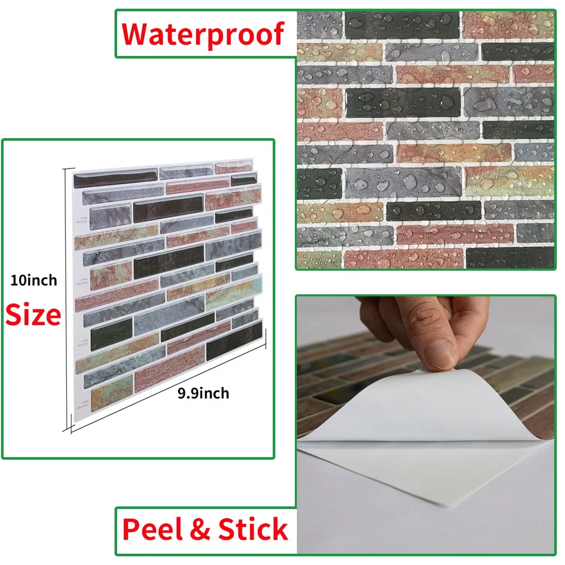 Prevent dirt 3D peel self adhesive tiles sticker room decor wall paper stick on tile for kitchen Vinyl Wallpapers
