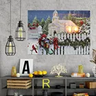 LED Contemporary Abstract Snow Church Art Fabric Canvas Oil Painting for Living Room Decor