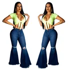 High-end customized clothing cotton women plus size denim flare pants bell bottom jeans