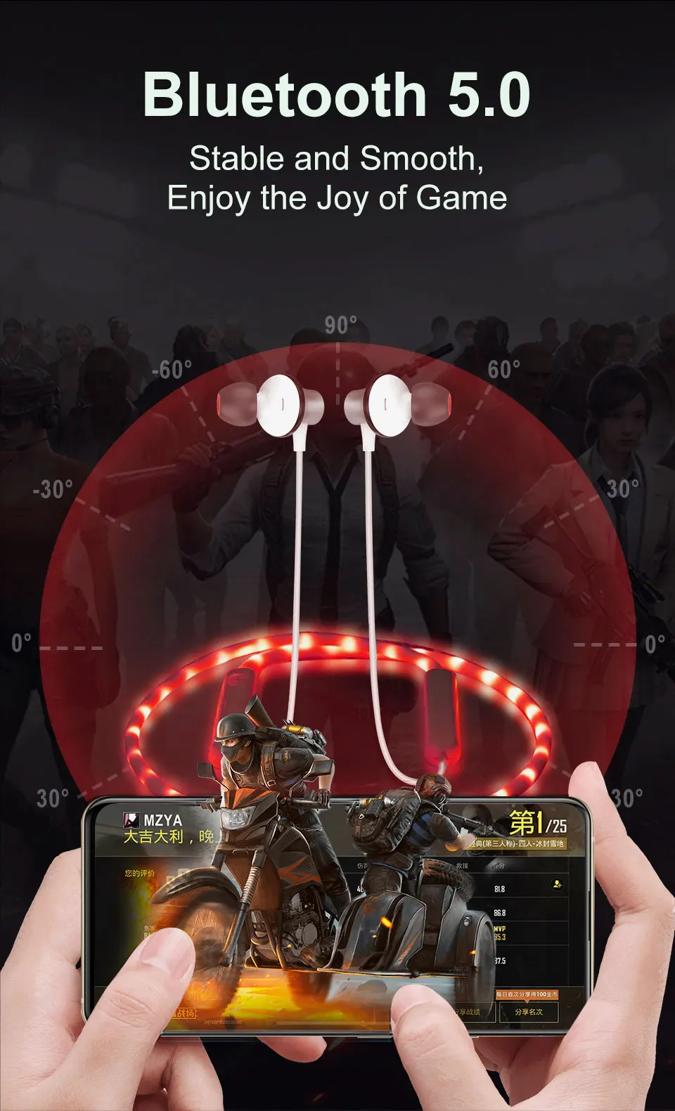 OEM earphone bluetooth with led night light colorful and beautiful bluetooth wireless cell phone headset for sport - ANKUX.COM