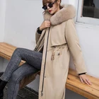 Fur Coat Rabbit Fashionable High Quality Fur Coat Women Real Fox Fur Long Parka Rabbit Fur Lined Jacket Coat