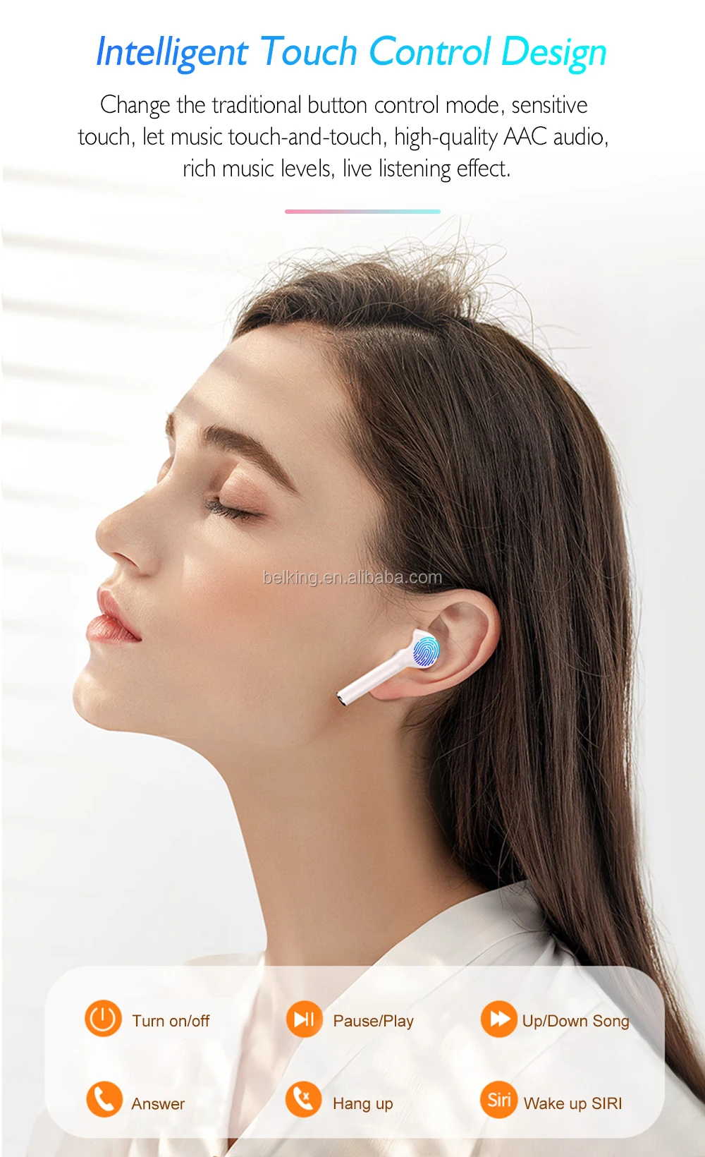 BK-TW40 Smart V5.0 Chip Earbuds BT Wireless Earphone HiFi Stereo Bluetooth Wireless Headphone - ANKUX.COM