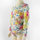 Flower print design long sleeve cute one piece Swimwear for children