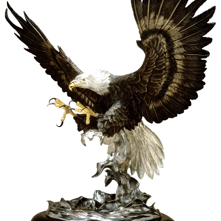 Meilleure Qualité sculpture Animalière grand Aigle En Bronze Statue