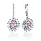 Pink Cubic Zirconia 925 Sterling Silver Gemstone Earrings Fine Jewelry For Women Drop Earrings