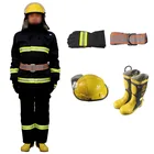 Black Safety Construction Uniform Firefighter Mens Costume