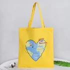 Colourful green and red cotton tote shopping bag