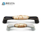 Modern Style Metal Ceramic Wardrobe Door Handle, Stock Zinc Alloy Ceramic Cabinet Drawer Handle