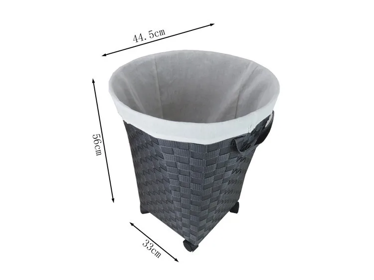 handmade woven nylon band round open laundry baskets hamper with