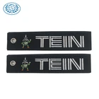 Promotional Custom Fabric Key Tags Eyelet And Keyring Key Chain Airplane Embroidered Keychains