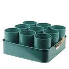 Pot Flower 10 Planters Pot BX Galvanized Tin Metal Herb Pot Planter Flower Pot Plant Set Of 10 In Tray