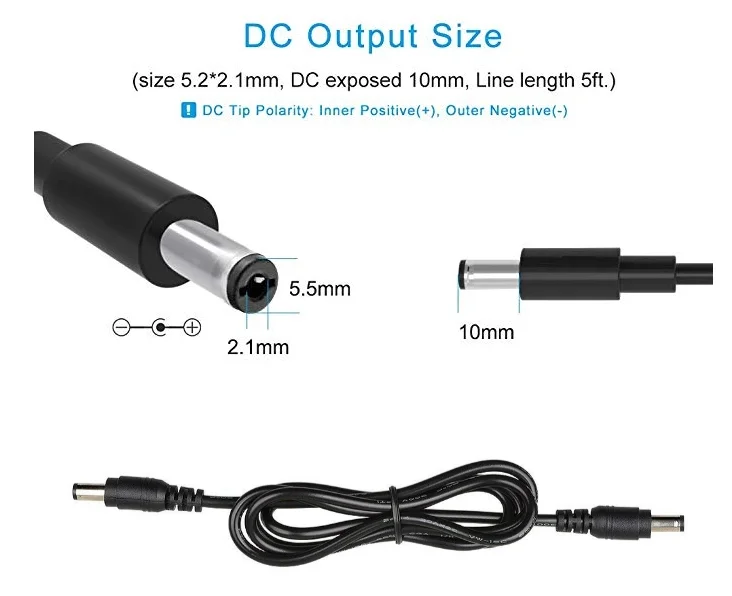 2.1x5.5mm extension cable