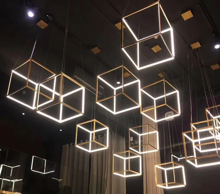 Modern designer lighting stainless steel geometric triangle led chandelier pendant light