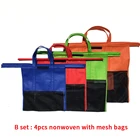 Wholesale Reusable 4Pcs 4 Colors Non Woven foldable Supermarket folding Grocery shopping trolley bag