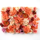 Wedding Decoration Wall Art Bright Orange Color Mixed Flower Styles Cloth Silk Floral Roll Up Flower Wall Backdrop