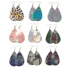 Fashion Dangle Glitter Light Star Teardrop Leather Earrings