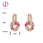Handmade 2019 Girls Fashion Earrings Colored Cz Stone Dangle Hoop Silver Earrings