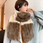 Scarf With Import Scarf Winter Warm Fur Scarf Long Ladies Sable Long Fur Trim Scarf With Mink Woven Double-sided