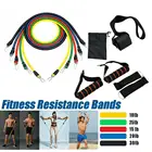 Gym Sports 11 PCs Gym Elastic Stretch Pull Rope Fitness Resistance Bands Set Workout Sports Equipment