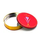 Custom Logo Red Gold Color Metal Gift Box Cute Round Cookie Chocolate 25g 50g Saffron Tin Can