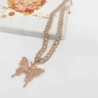 Jewelry Fashion 3 Color Cubic Zirconia Butterfly Jewelry 45cm Big Butterfly Shaped Pendant Neckla
