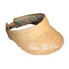 Shangyi Women Blank Beige Foldable Straw Visor Hats