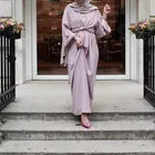 Dubai Abayas for Women 2019 Casual Muslim Clothing Bandage Kaftan Dress Large Size Islamic Open Front Abaya In Arab