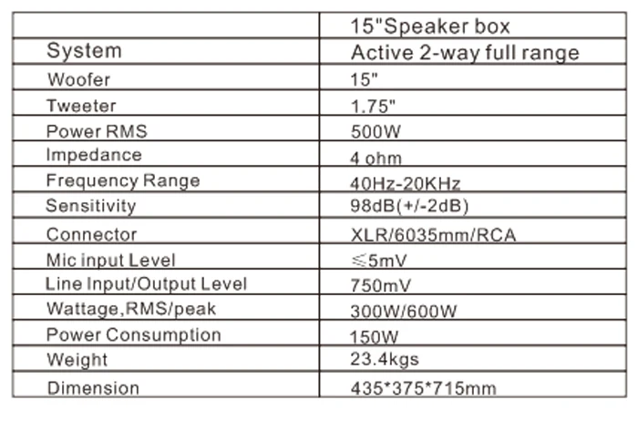 Polinata high power 15 inch subwoofer 350W Built-in DSP system portable speaker professional speaker box with Class D Amplifier - ANKUX.COM