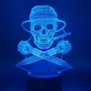 The Skeleton Pirate 3D Lamp LED USB Creative Skull 3d Night light 7 Color Changing Acrylic Remote Touch Switch Bedroom Desk lamp