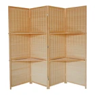 Modern 4 panels wooden movable paper rope folding room divider