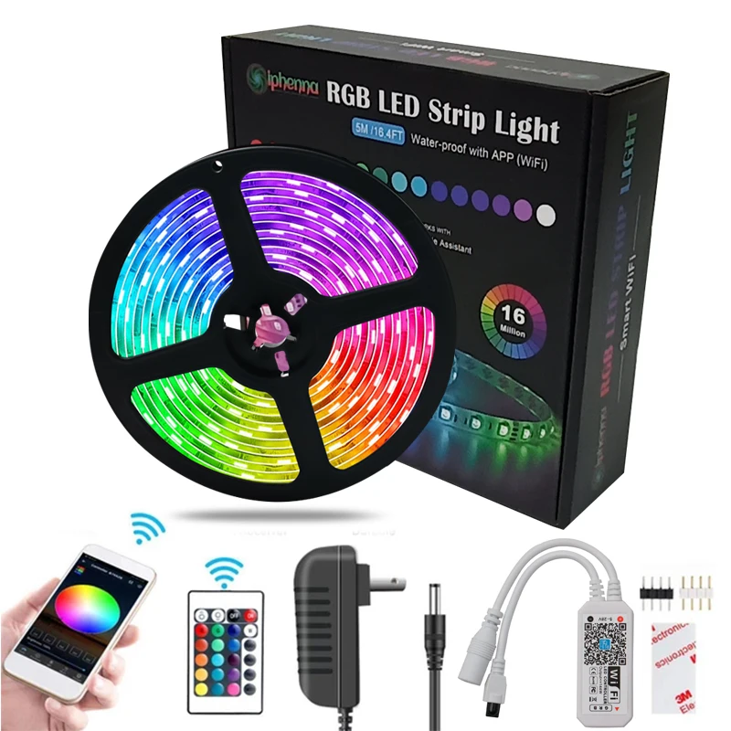 Wholesale 5M 10M 20M 5050 Rgb Wifi Smd Magic home APP Control  24keys Remote Smart Waterproof RGB Color Changing Led Strip Light