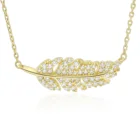 Custom Latest Design Crystal Charm Leaf Pendant Silver Jewelry Necklace