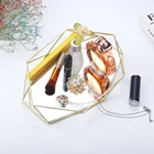Storage Tray Modern Golden Edge Acrylic Metal Glass Decorative Table Storage Tray With Mirror