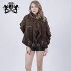 Animal fur shawl collar knitted mink fur shawl fashion knitted poncho