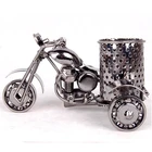 Creative Design Metal Motorbike Shape Stainless Steel Pencil Pen Holder For Desktop Decoration