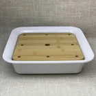 Chaozhou manufacture hot sale cheap matte white square wood lid melamine sushi dry ice plate