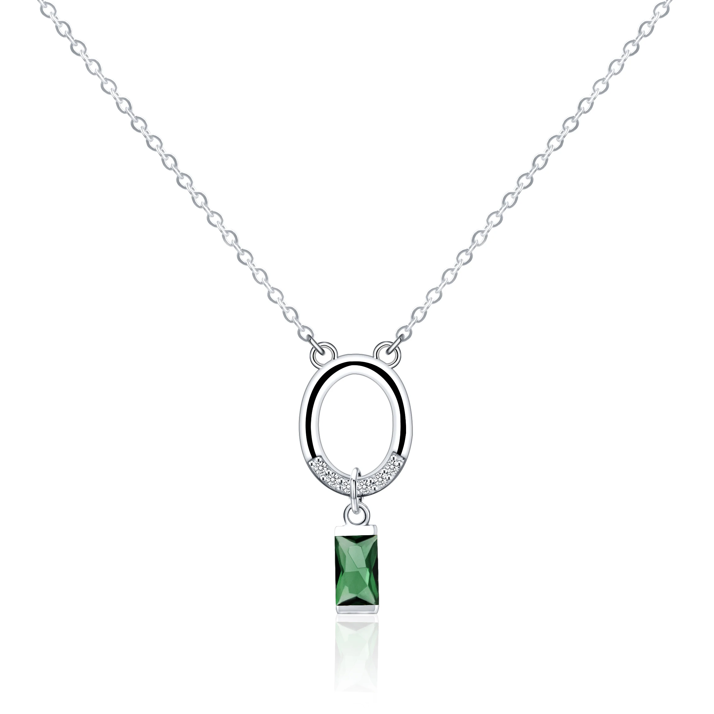 925 silver jewelry green crystal necklaces for women gifts