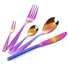 Best Quality Portable Restaurant Royal Gradient Color Tableware Cutlery Flatware Dinner Set