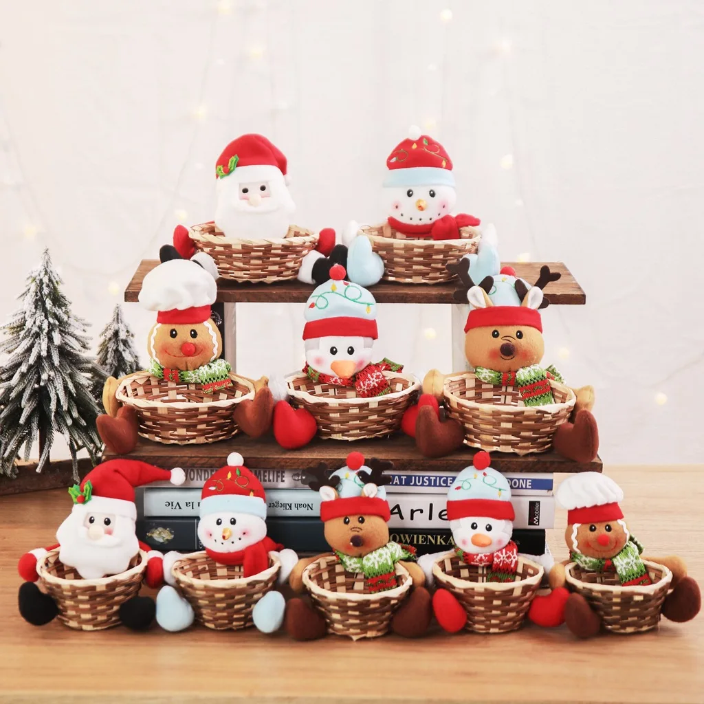 christmas decoration fruit candy gift bamboo basket