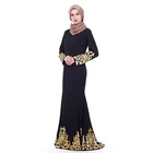 Women Muslim Clothing Black Plus Size Long Sleeve Party Evening Slim Abaya Dress In Dubai