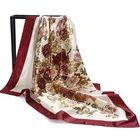 new arrival cheap price flora printed silky satin scarves 90*90cm hijab for women big square shawl wrap women scarf