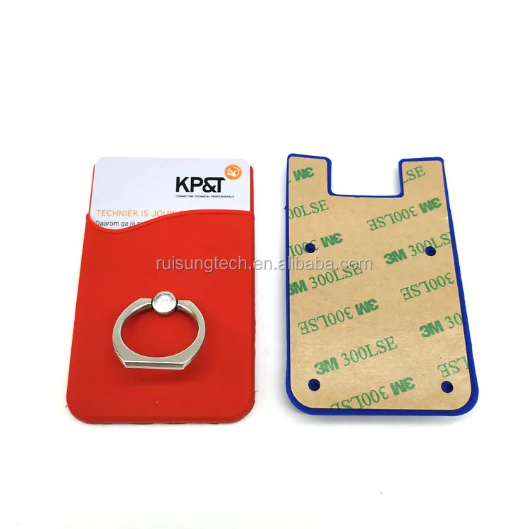 custom logo sticker silicone wallet cell phone card holder with