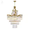American Modern Crystal Glass Ceiling Light Pendant Lamp Chandelier Luxury Brass Lighting