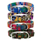 Custom Logo cotton Dog Collar leather Padded Adjustable Pet Collar