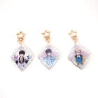 Cheap customized image logo printed transparent clear cartoon anime double acrylic keychains charm with keyring